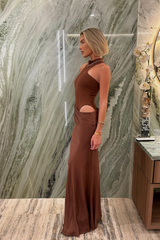 Women's Sleeveless Cut-out Maxi Wedding Guest Dress