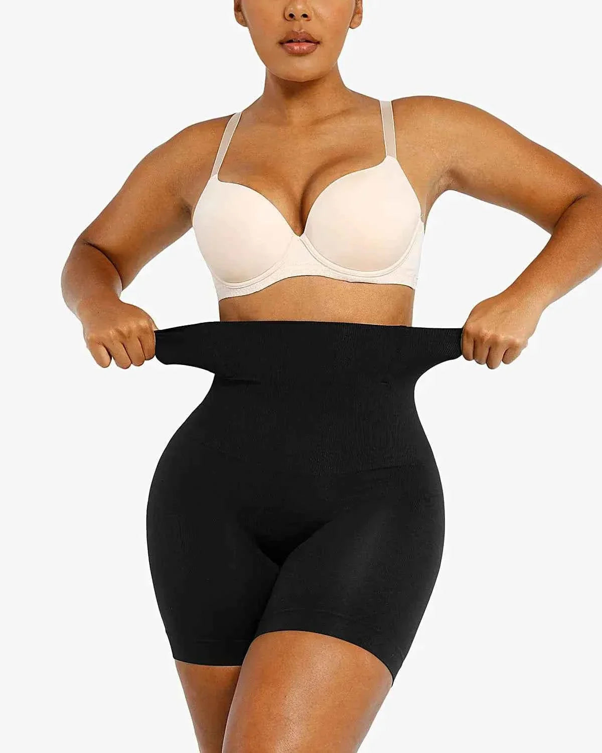 Bare Essentials High-Waisted Sculpting Shorts - Black Seamless