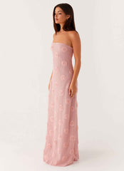 Holly Maxi Dress - Pink Floral Strapless