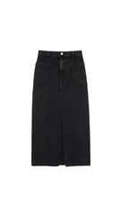 Juliette Black Denim Midi Skirt