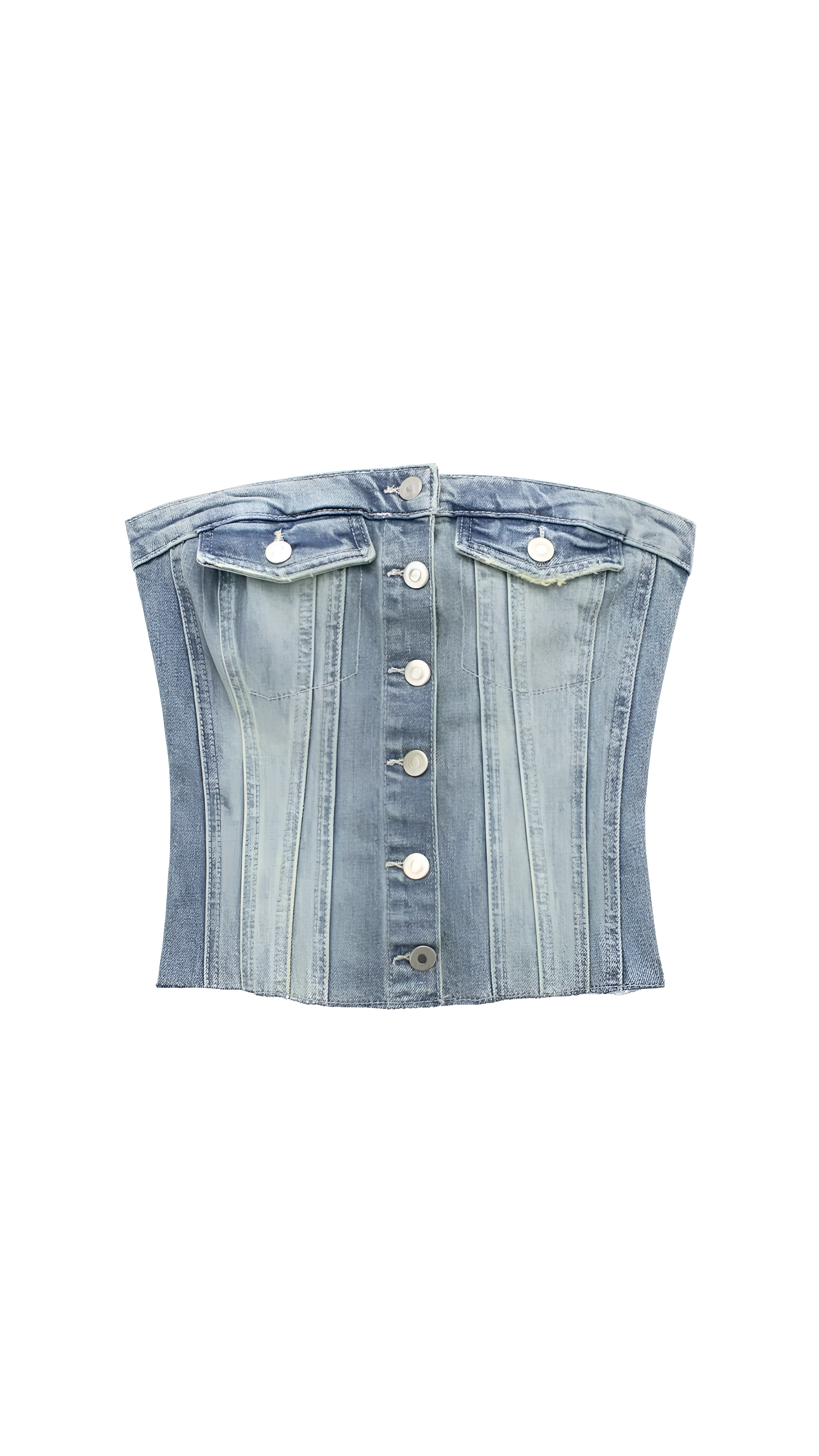 Kaya Denim Strapless Crop Top