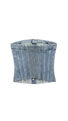 Kaya Denim Strapless Crop Top