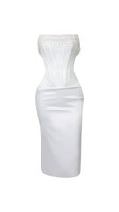 Raya Pearl Satin Midi Dress