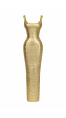 Raven Gold Maxi Bandage Dress