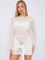 Anastasia Lace Twist Mini Dress