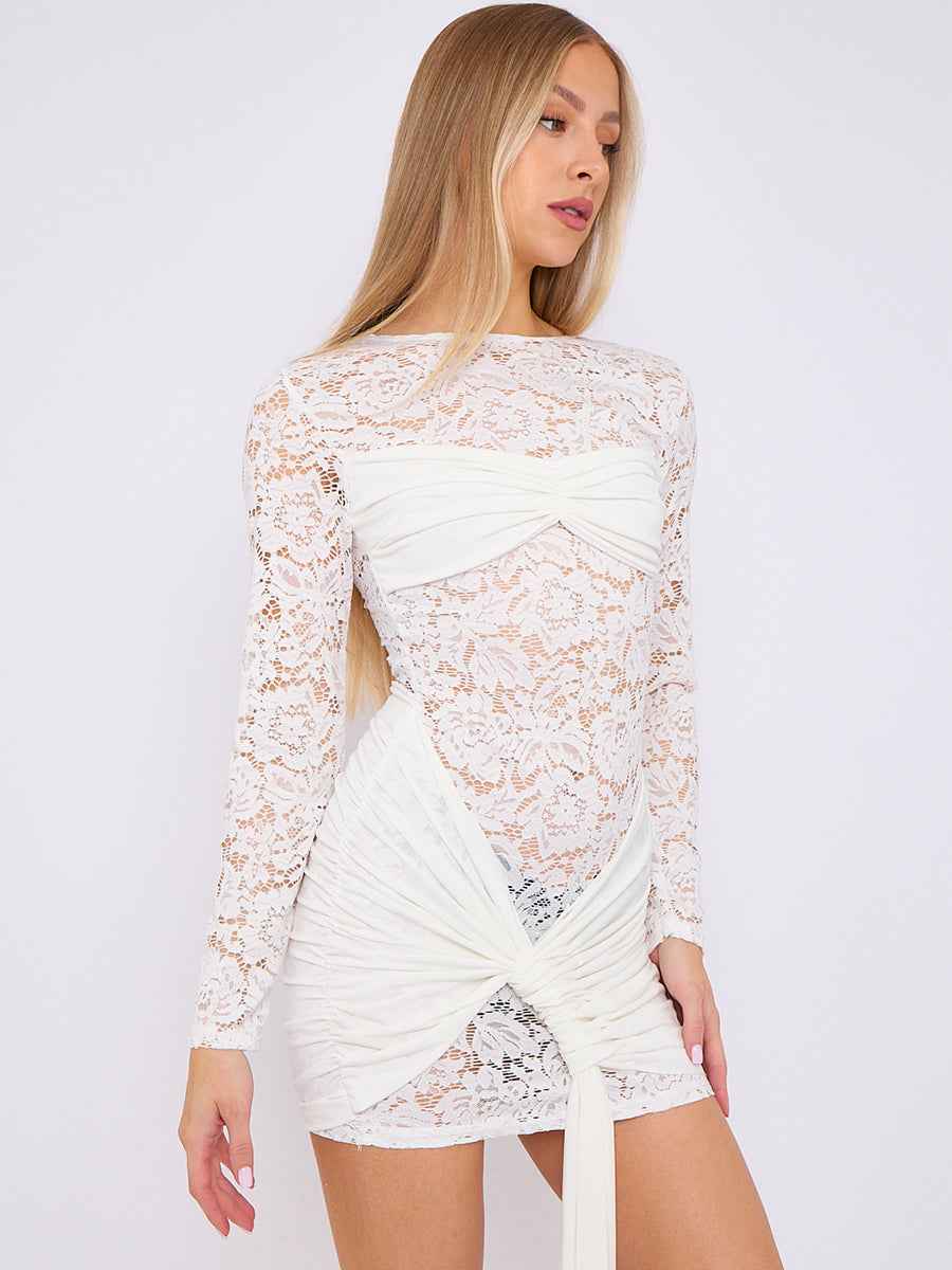 Anastasia Lace Twist Mini Dress