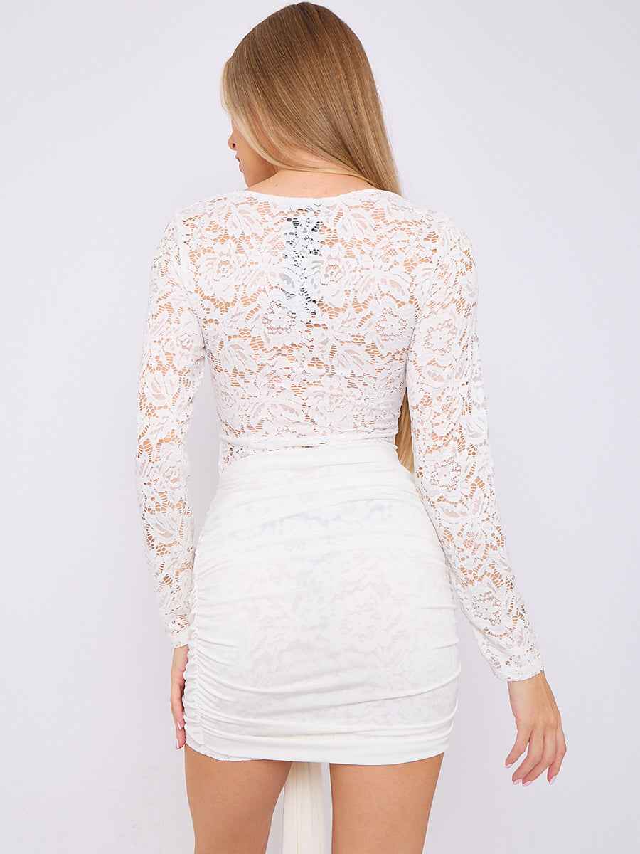 Anastasia Lace Twist Mini Dress