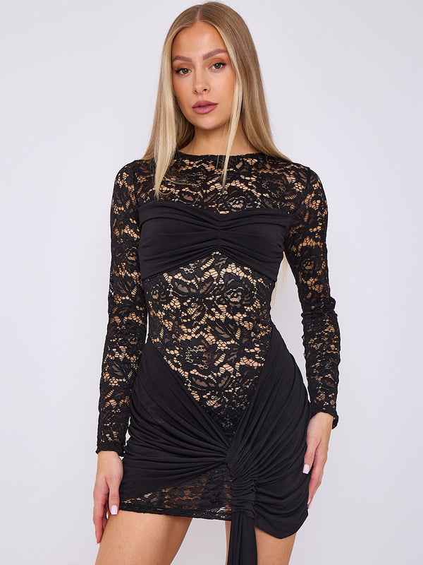Anastasia Lace Twist Mini Dress