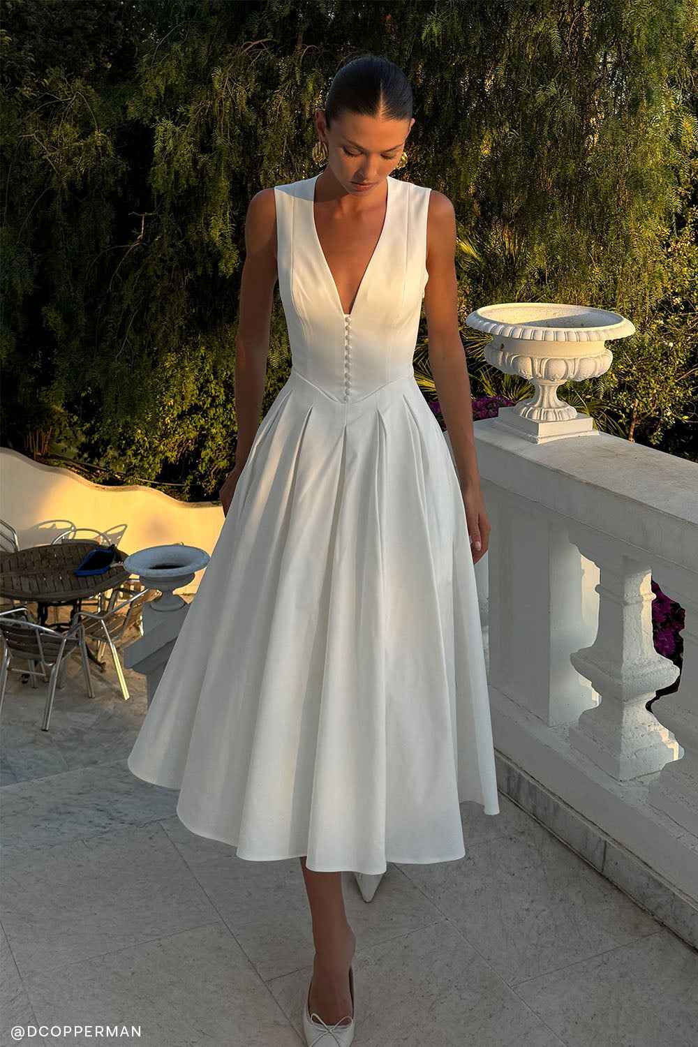 Keely White Cotton Midi Dress