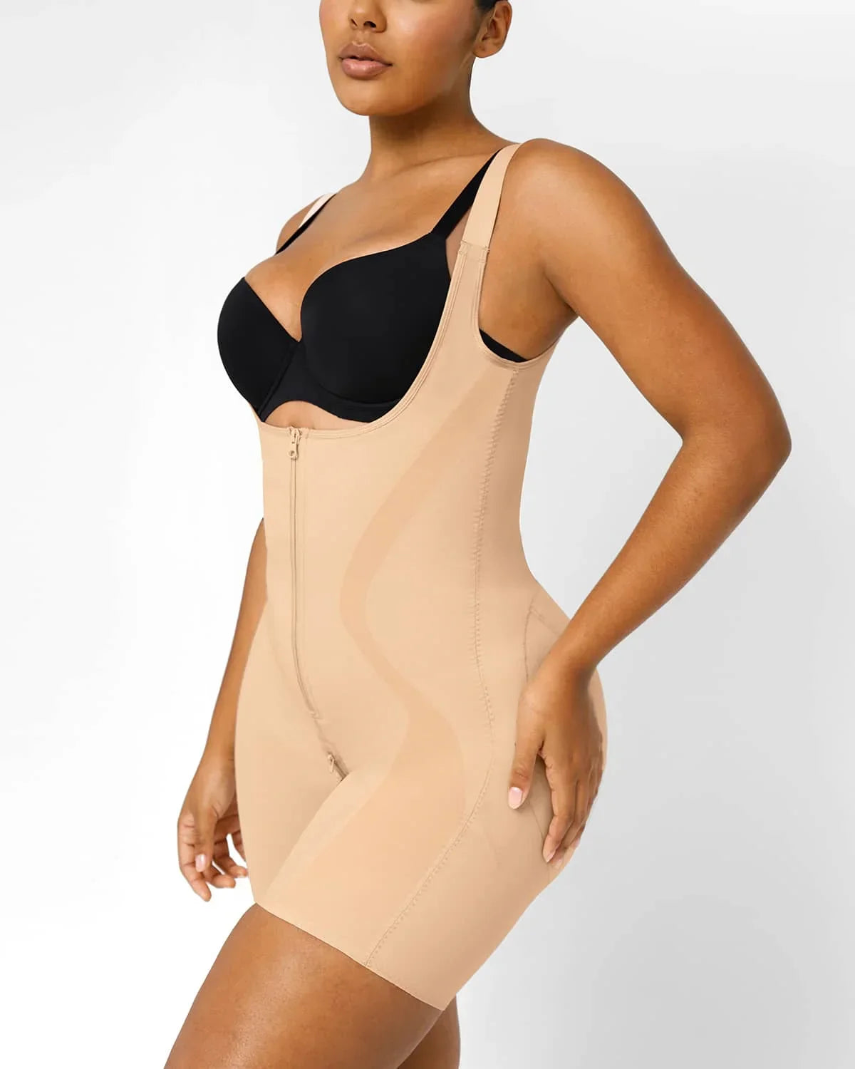 Curve Code Sculpting Bodysuit - Black Sheer X-Design