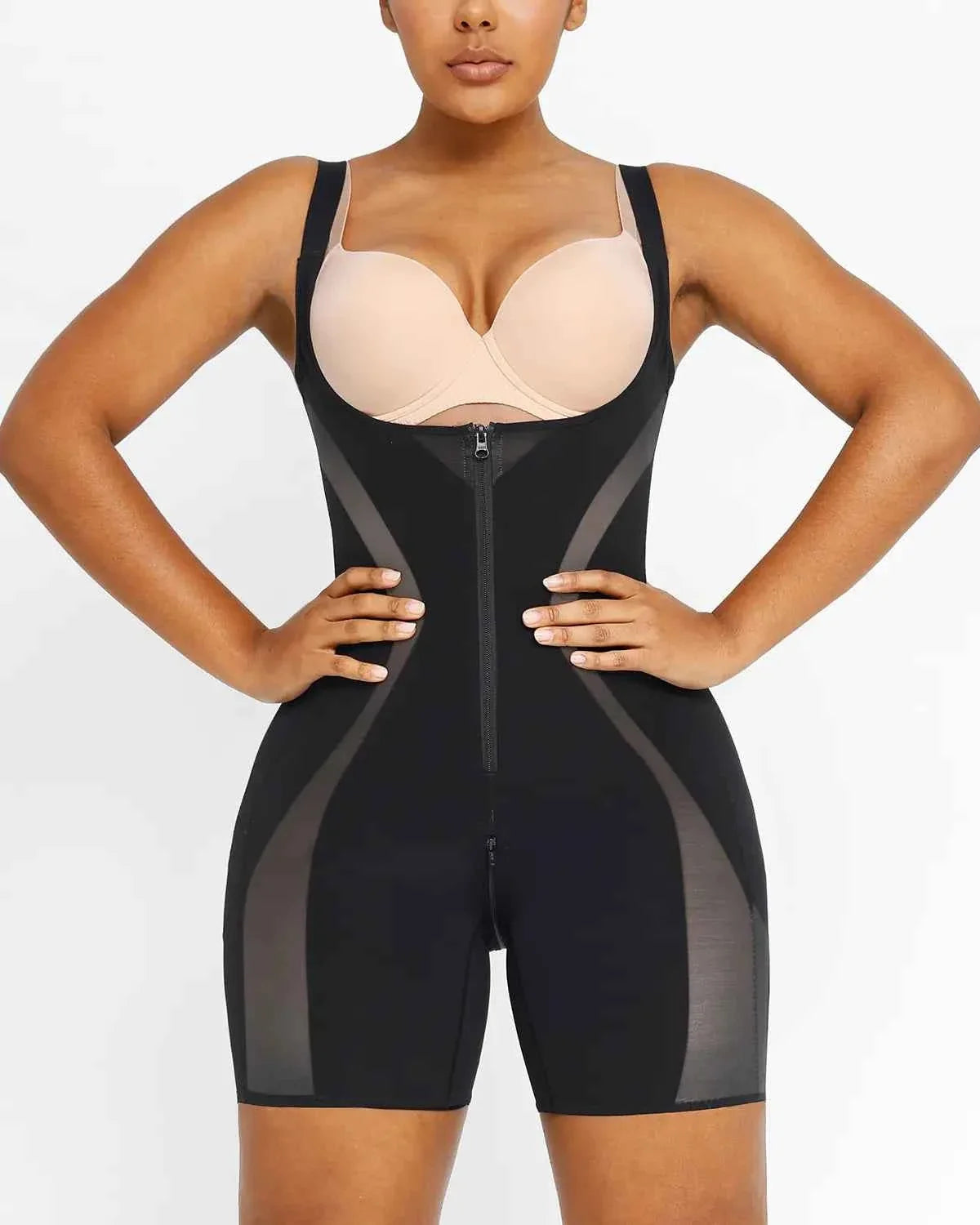 Curve Code Sculpting Bodysuit - Black Sheer X-Design