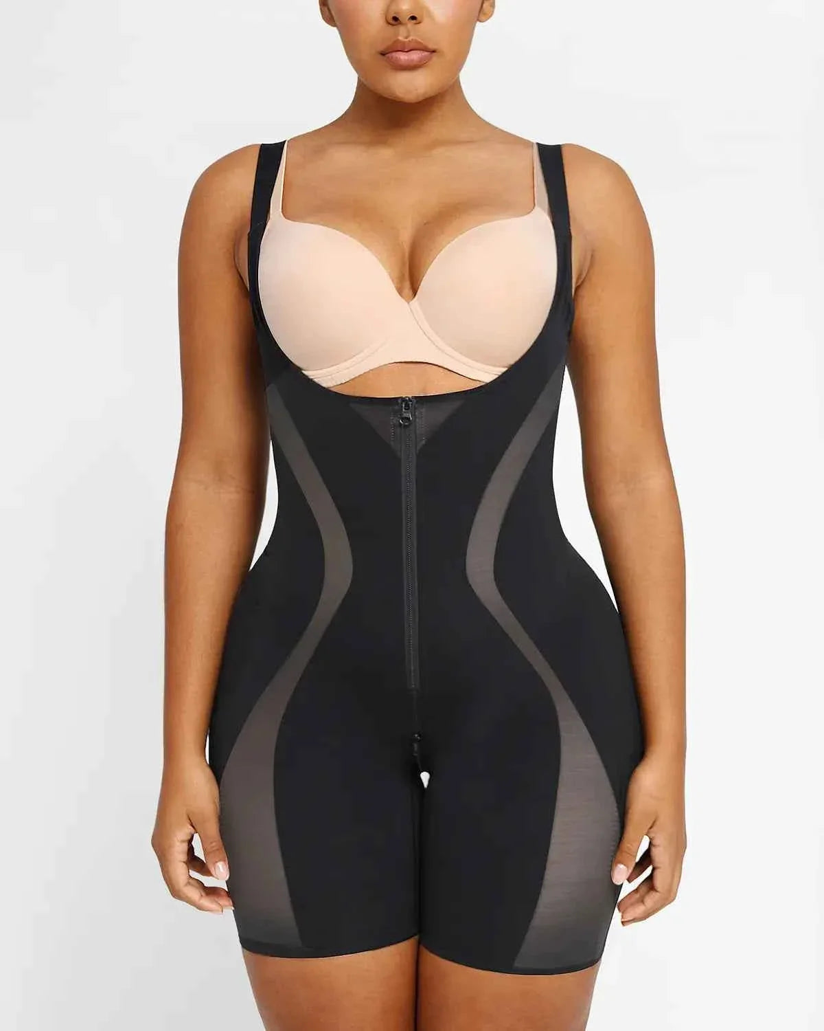 Curve Code Sculpting Bodysuit - Black Sheer X-Design