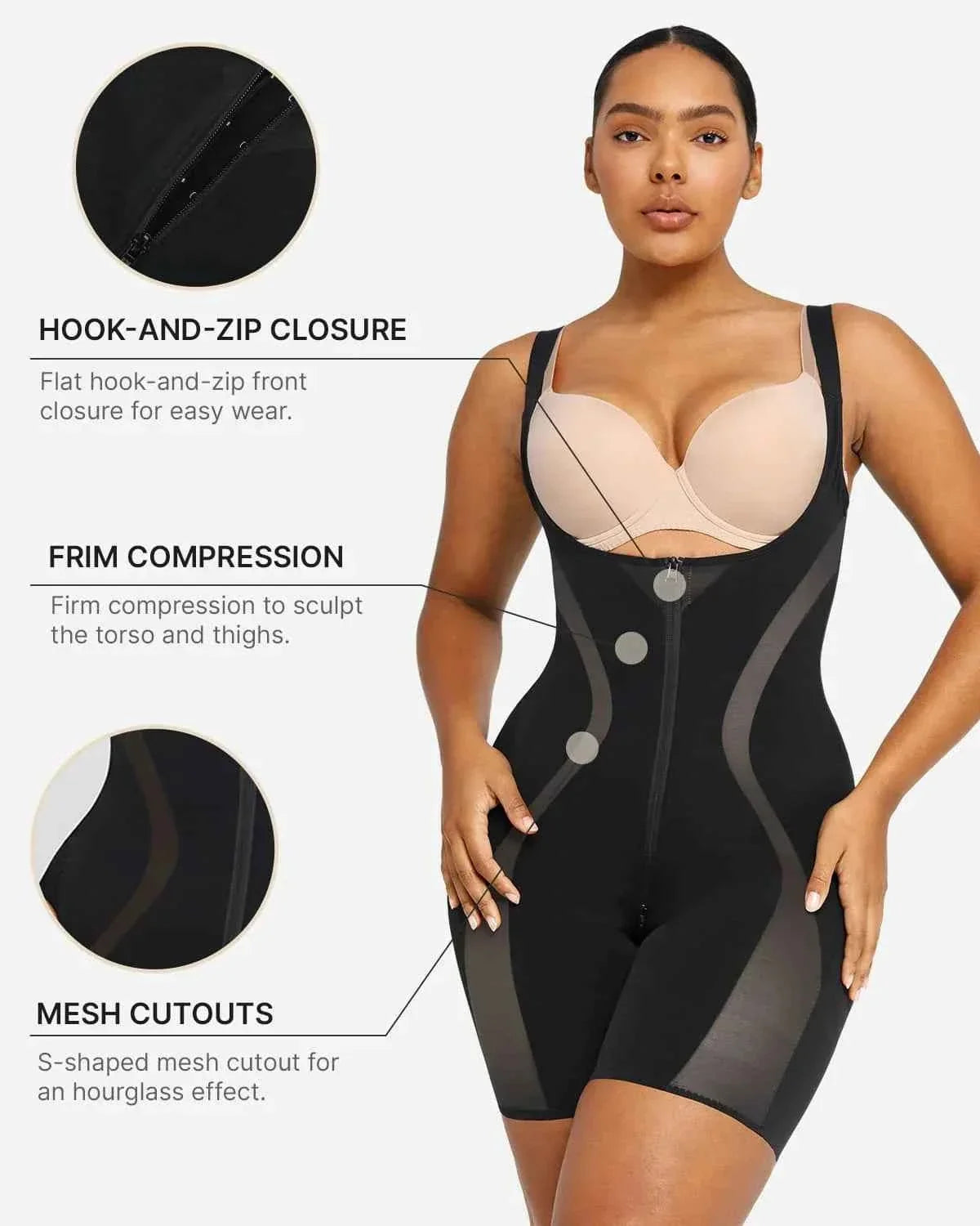 Curve Code Sculpting Bodysuit - Black Sheer X-Design