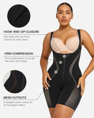 Curve Code Sculpting Bodysuit - Black Sheer X-Design