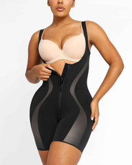 Curve Code Sculpting Bodysuit - Black Sheer X-Design