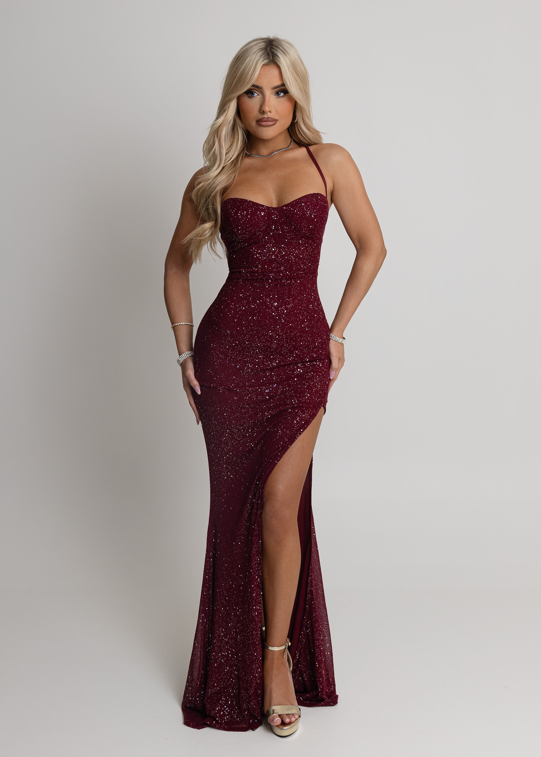 In The Spotlight Maxi Dress - Burgundy