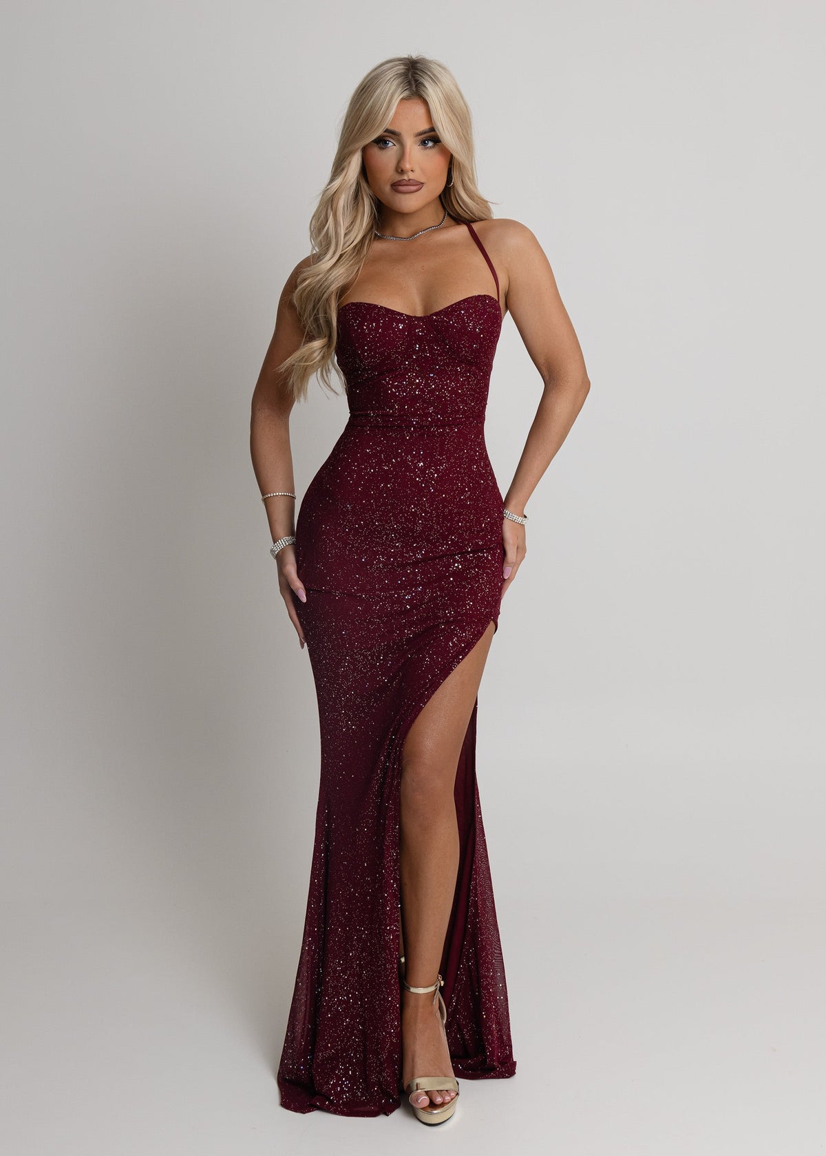 In The Spotlight Maxi Dress - Burgundy
