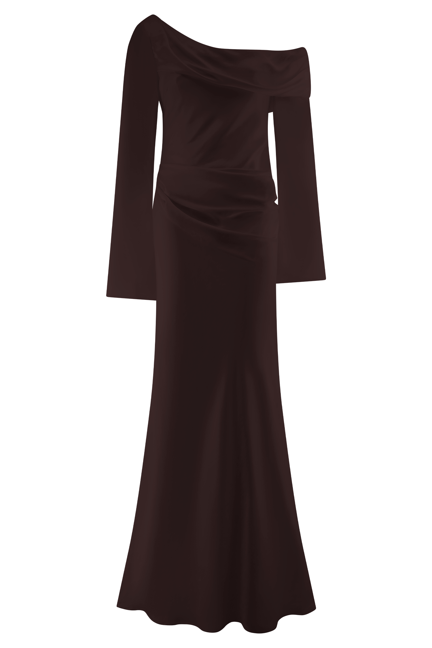 Iris Dark Chocolate Satin Maxi Dress