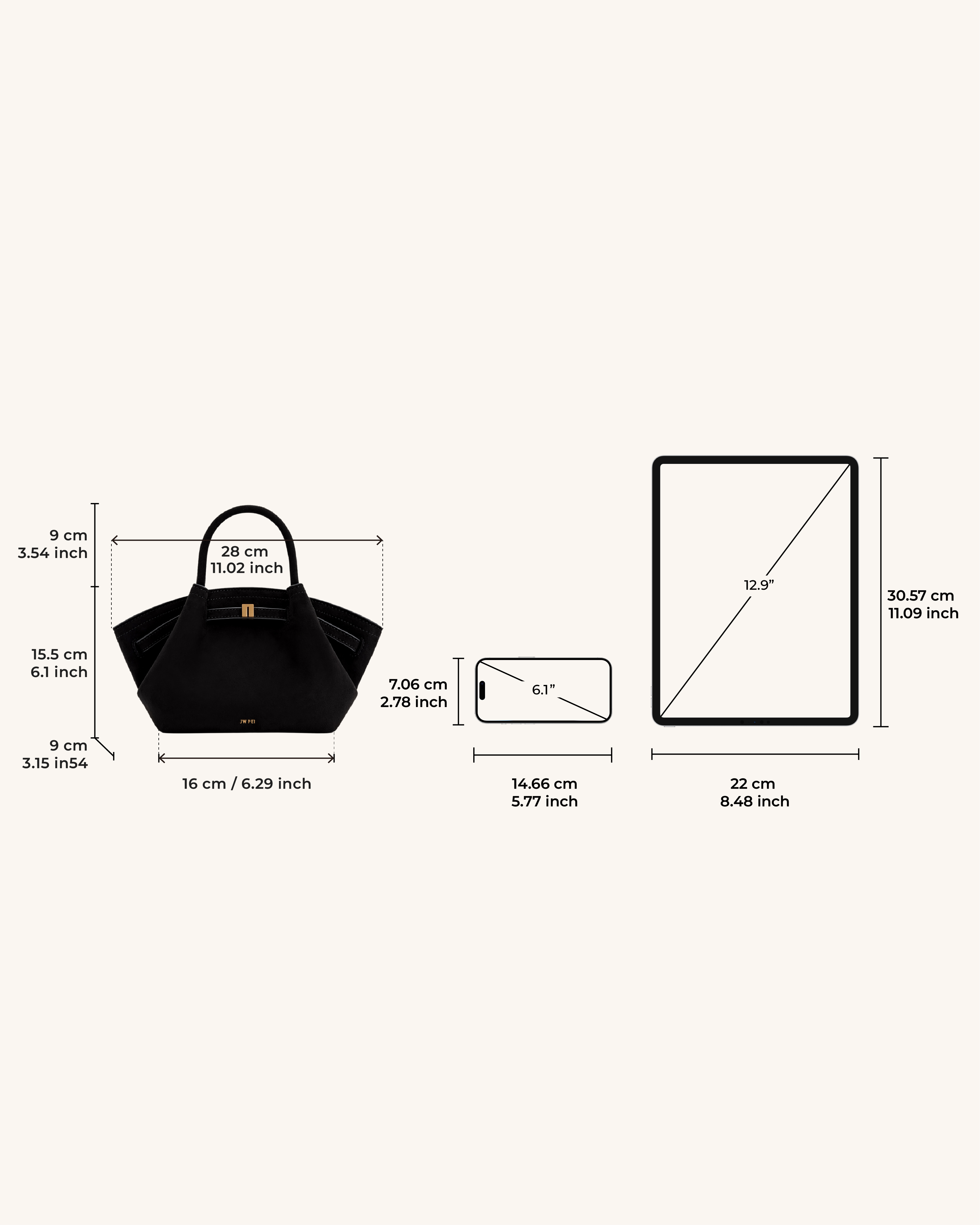Hana Elegant Mini Casual Tote Bag - Black