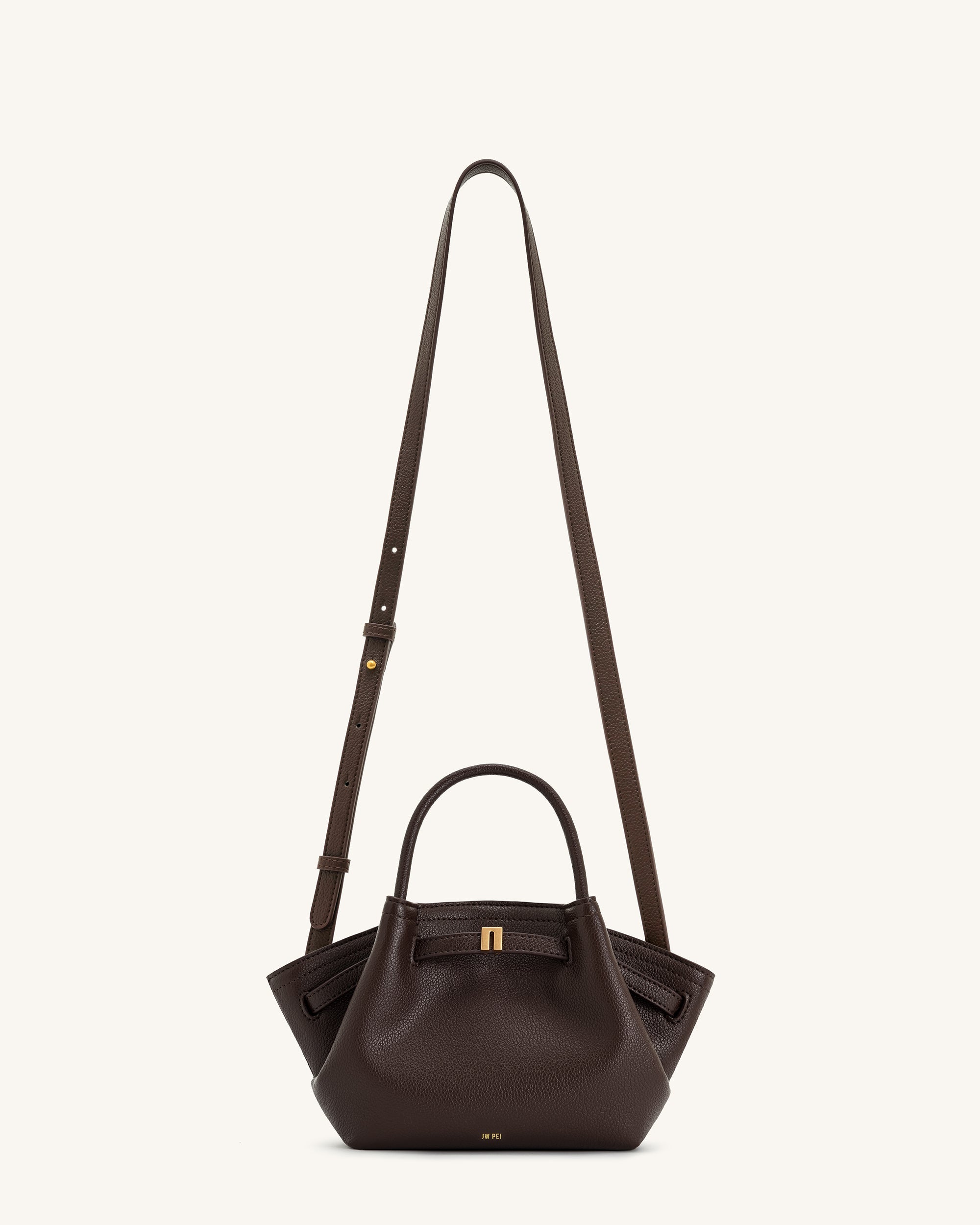 Hana Vegan Leather Mini Crossbody Tote Bag - Dark Brown