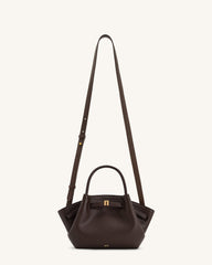 Hana Vegan Leather Mini Crossbody Tote Bag - Dark Brown