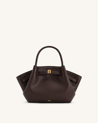 Hana Vegan Leather Mini Crossbody Tote Bag - Dark Brown