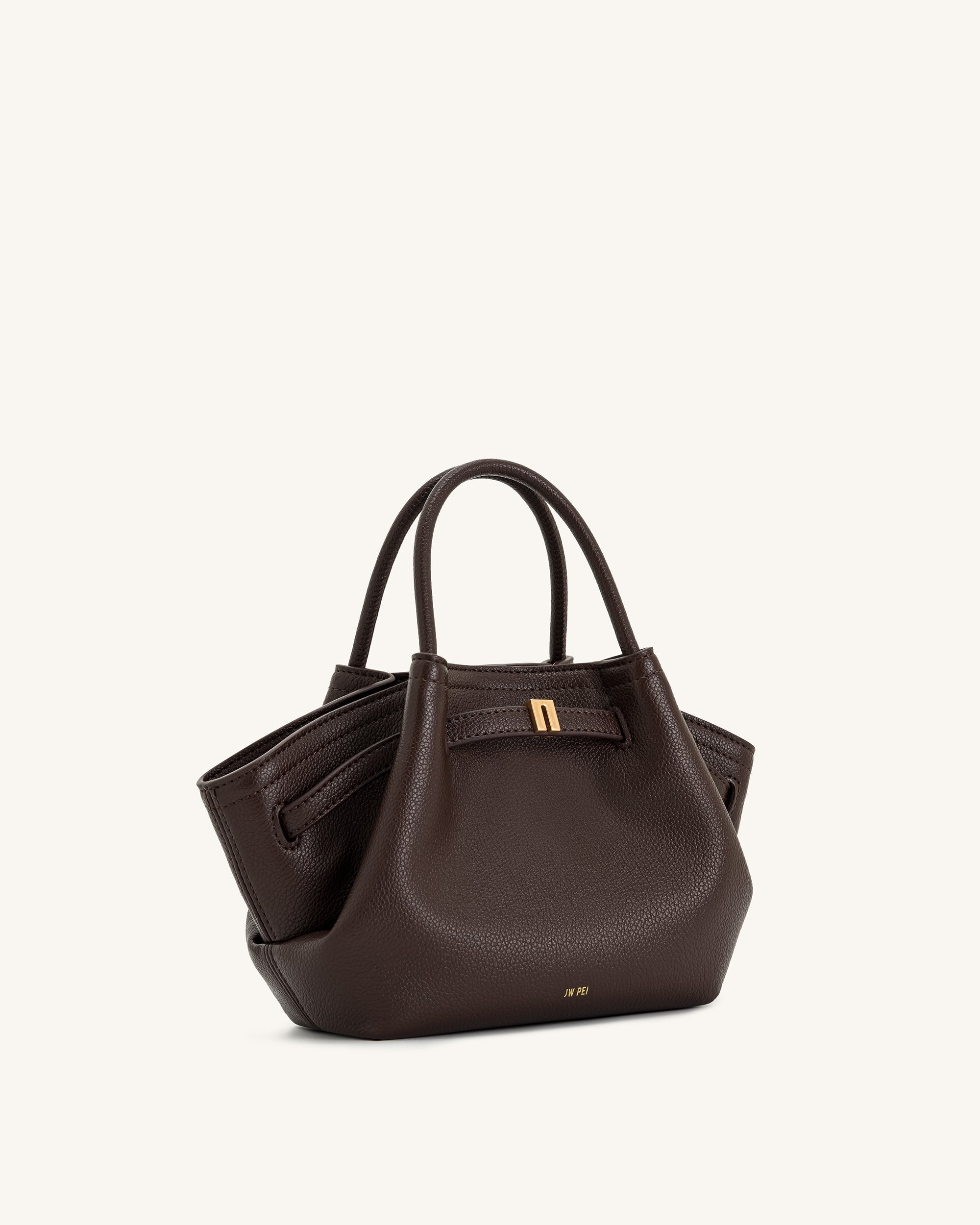 Hana Vegan Leather Mini Crossbody Tote Bag - Dark Brown