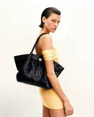 Hana Vegan Leather Handbag Medium Tote - Black