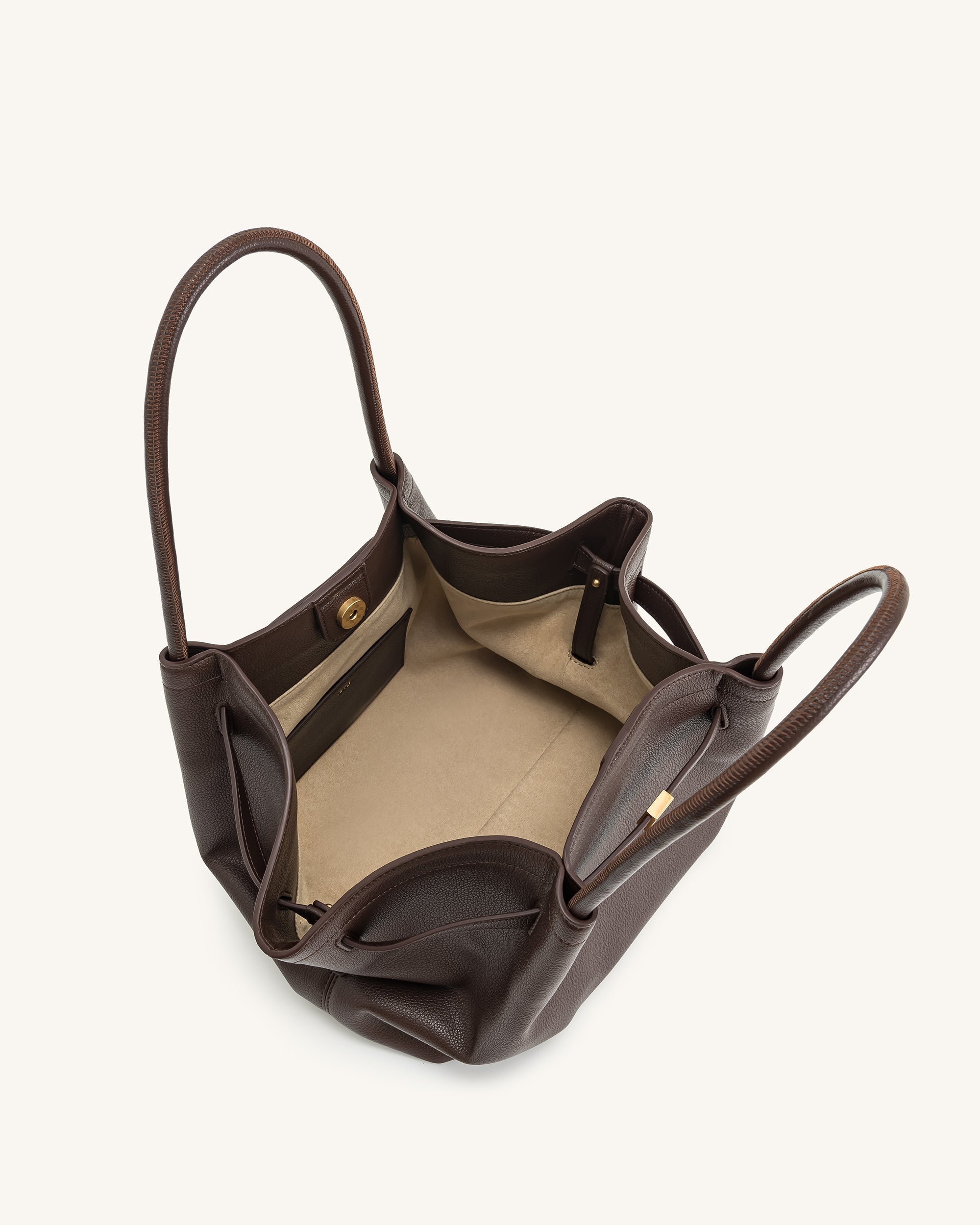 Hana Vegan Leather Handbag Medium Tote - Dark Brown