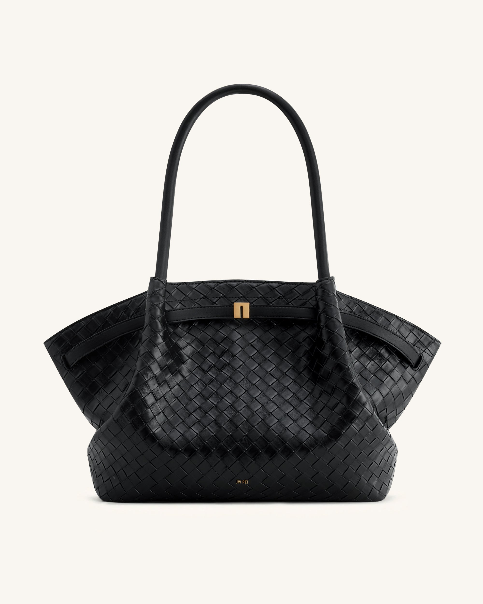 Hana Vegan Leather Large Tote Bag - Black