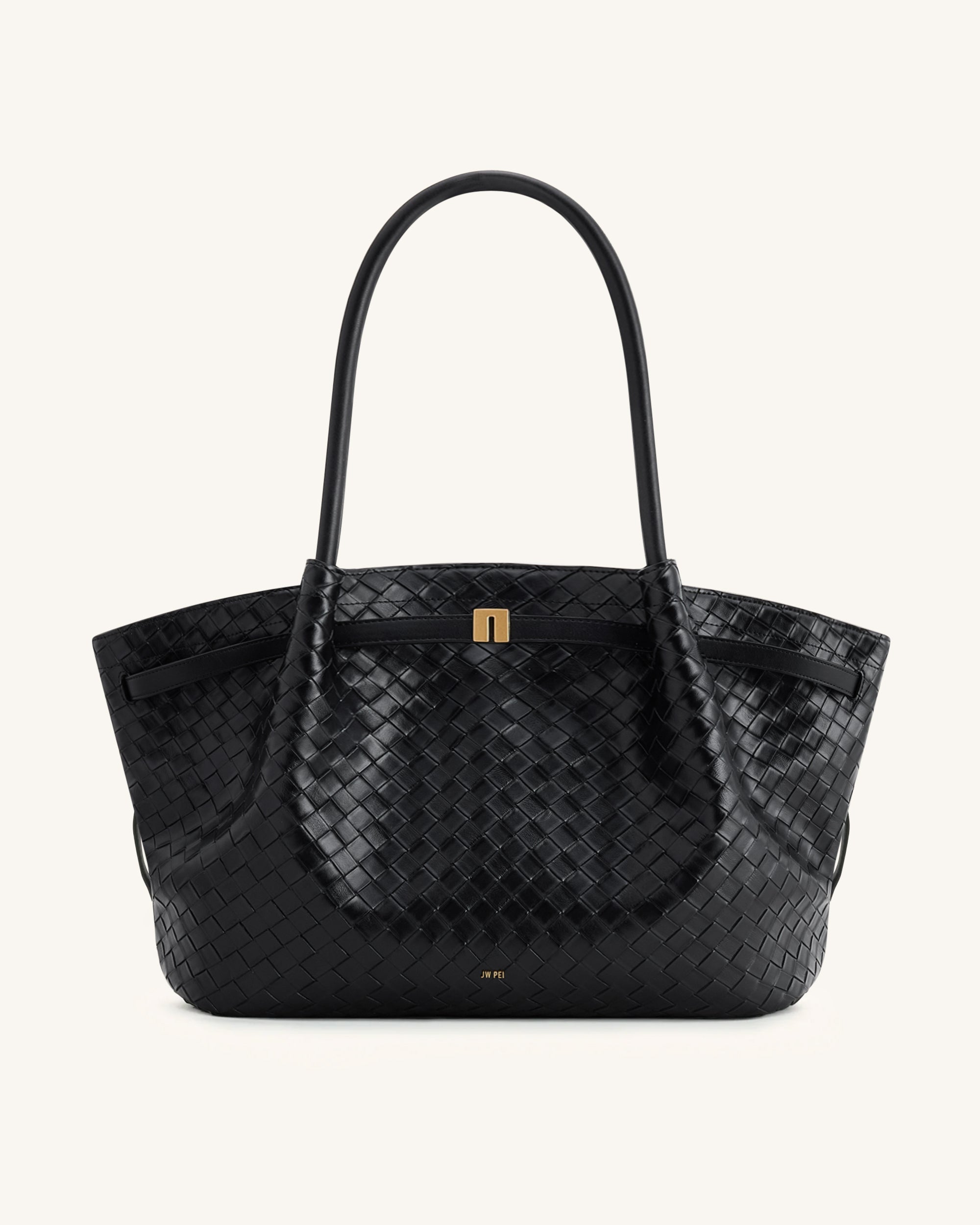 Hana Vegan Leather Large Tote Bag - Black
