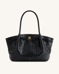 Hana Vegan Leather Large Tote Bag - Black