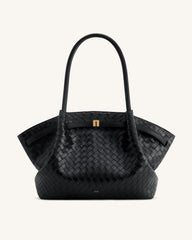Hana Vegan Leather Large Tote Bag - Black