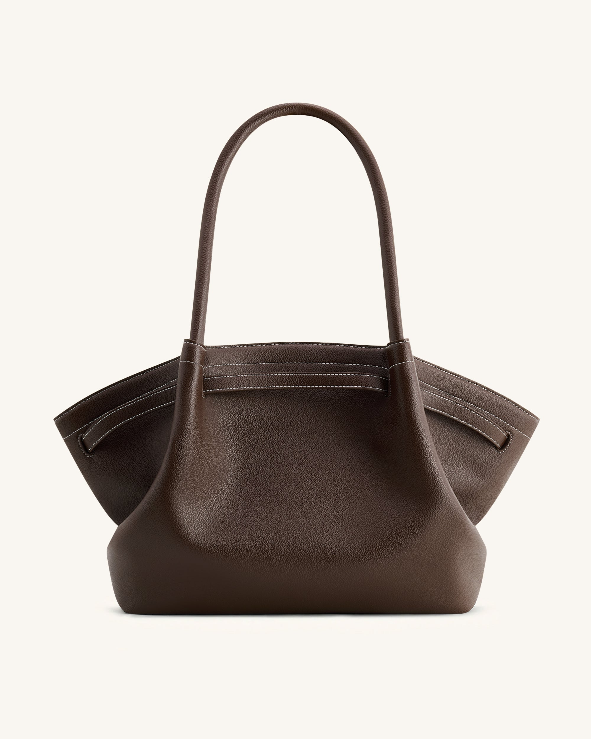 Hana Vegan Leather Large Tote Bag - Dark Brown