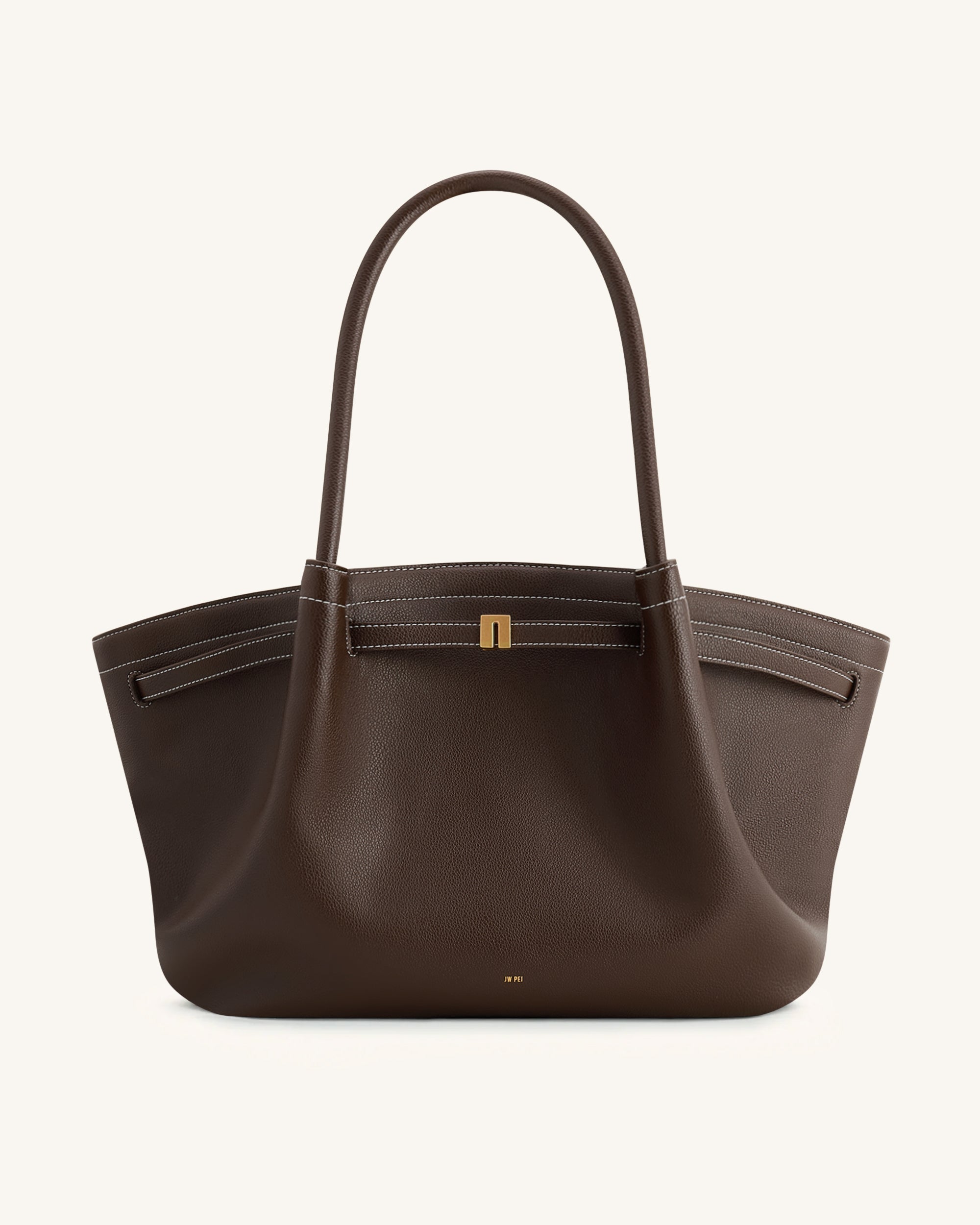 Hana Vegan Leather Large Tote Bag - Dark Brown