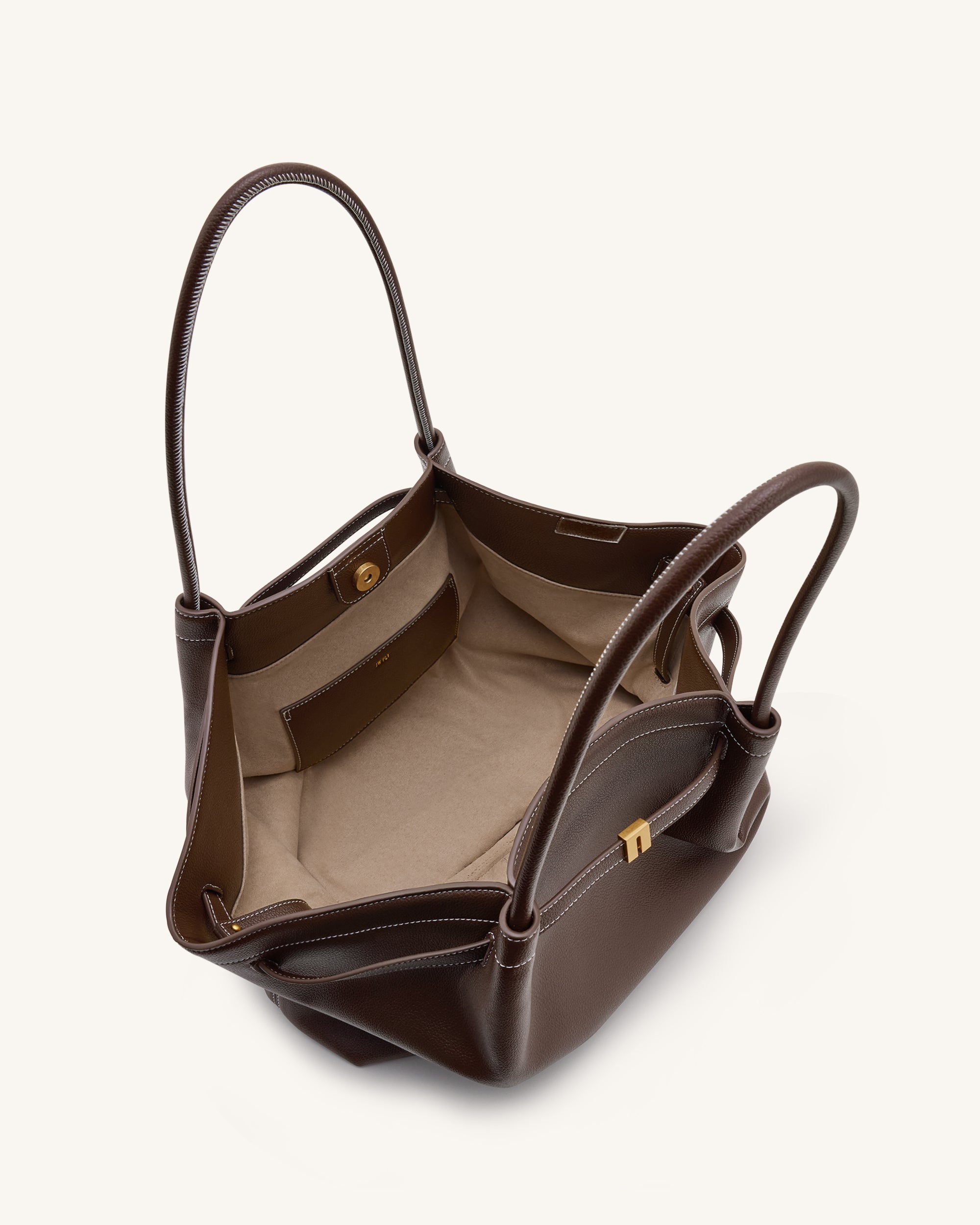 Hana Vegan Leather Large Tote Bag - Dark Brown