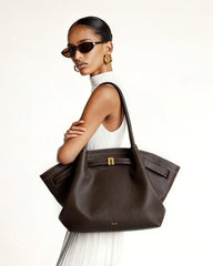 Hana Vegan Leather Large Tote Bag - Dark Brown
