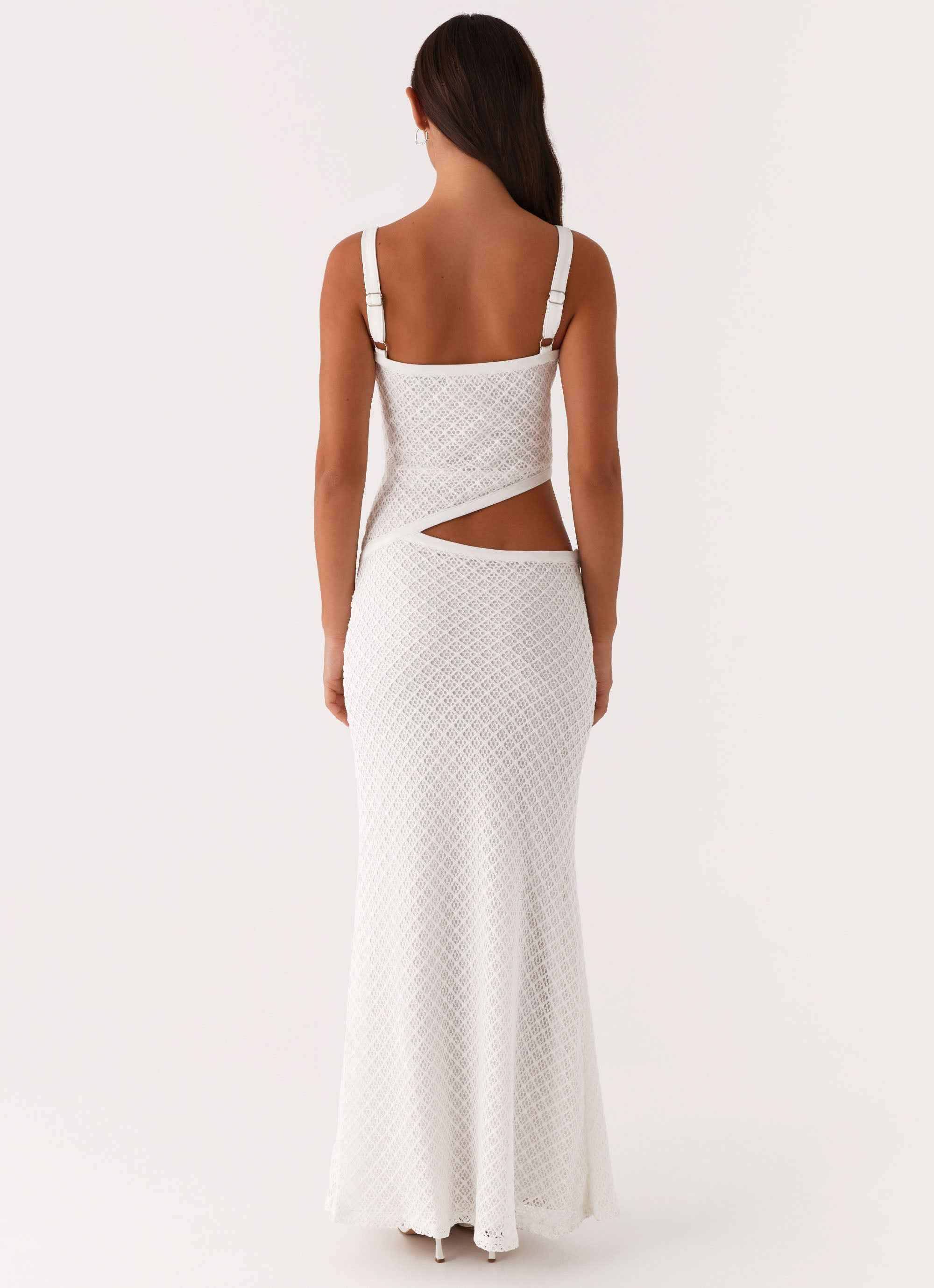 Jocelyn Maxi Dress - White Crochet Cut-Out