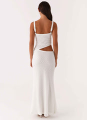 Jocelyn Maxi Dress - White Crochet Cut-Out
