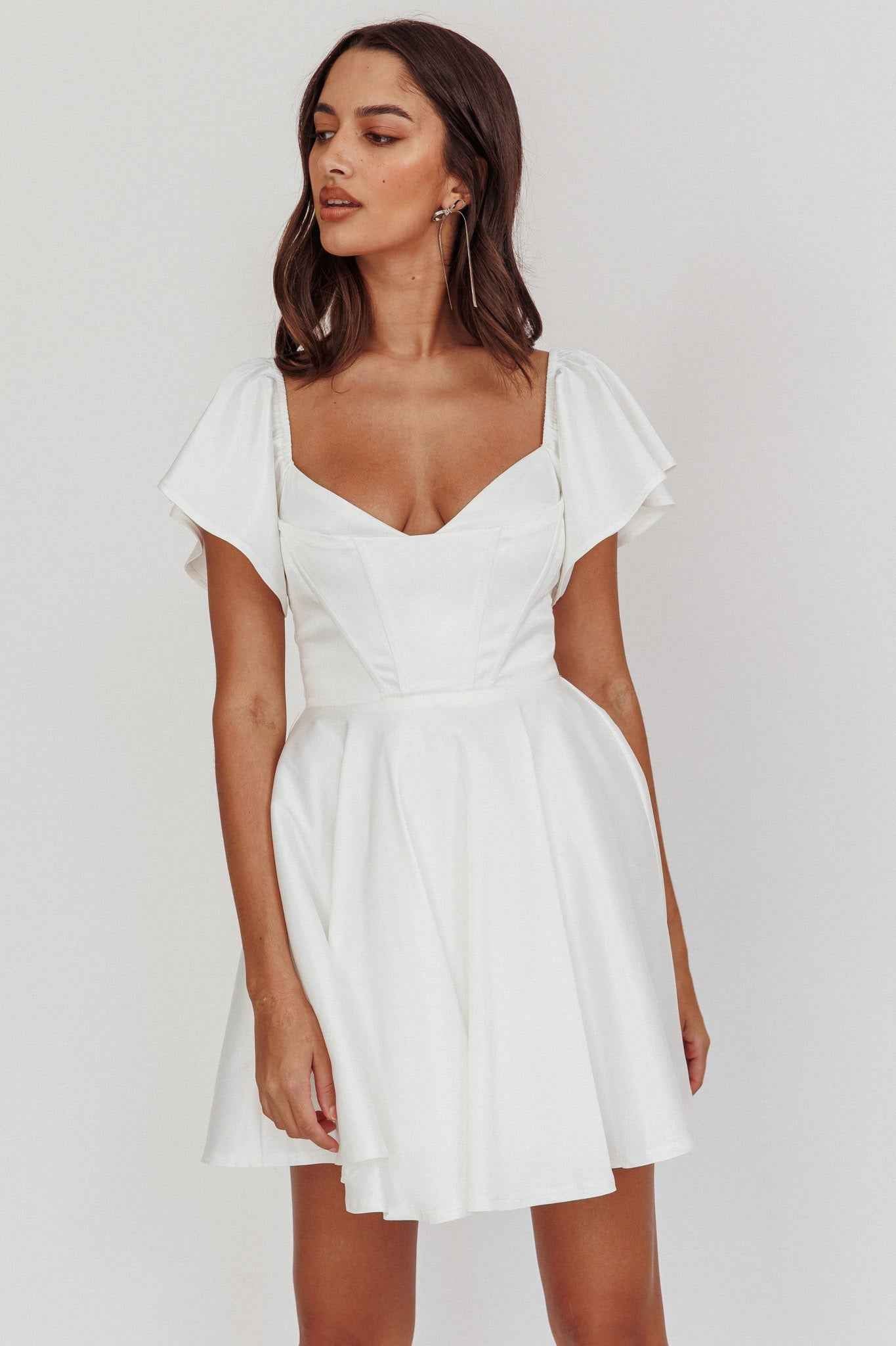 FLUTTER SLEEVE A-LINE MINI PARTY COCKTAIL DRESS