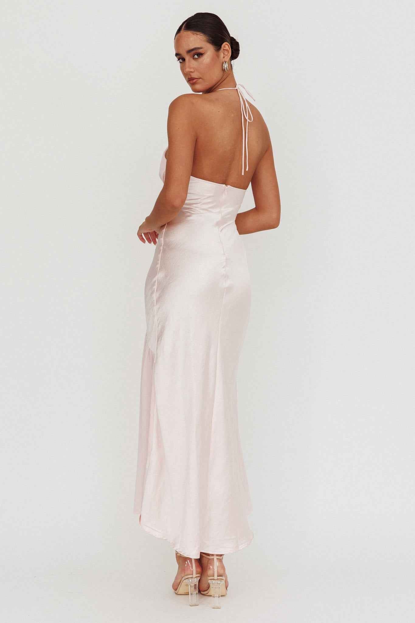 HALTERNECK CHIFFON MAXI WEDDING GUEST SUMMER DRESS