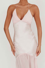 HALTERNECK CHIFFON MAXI WEDDING GUEST SUMMER DRESS