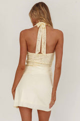 Summerland Lace Bodice Halter Mini Dress Butter