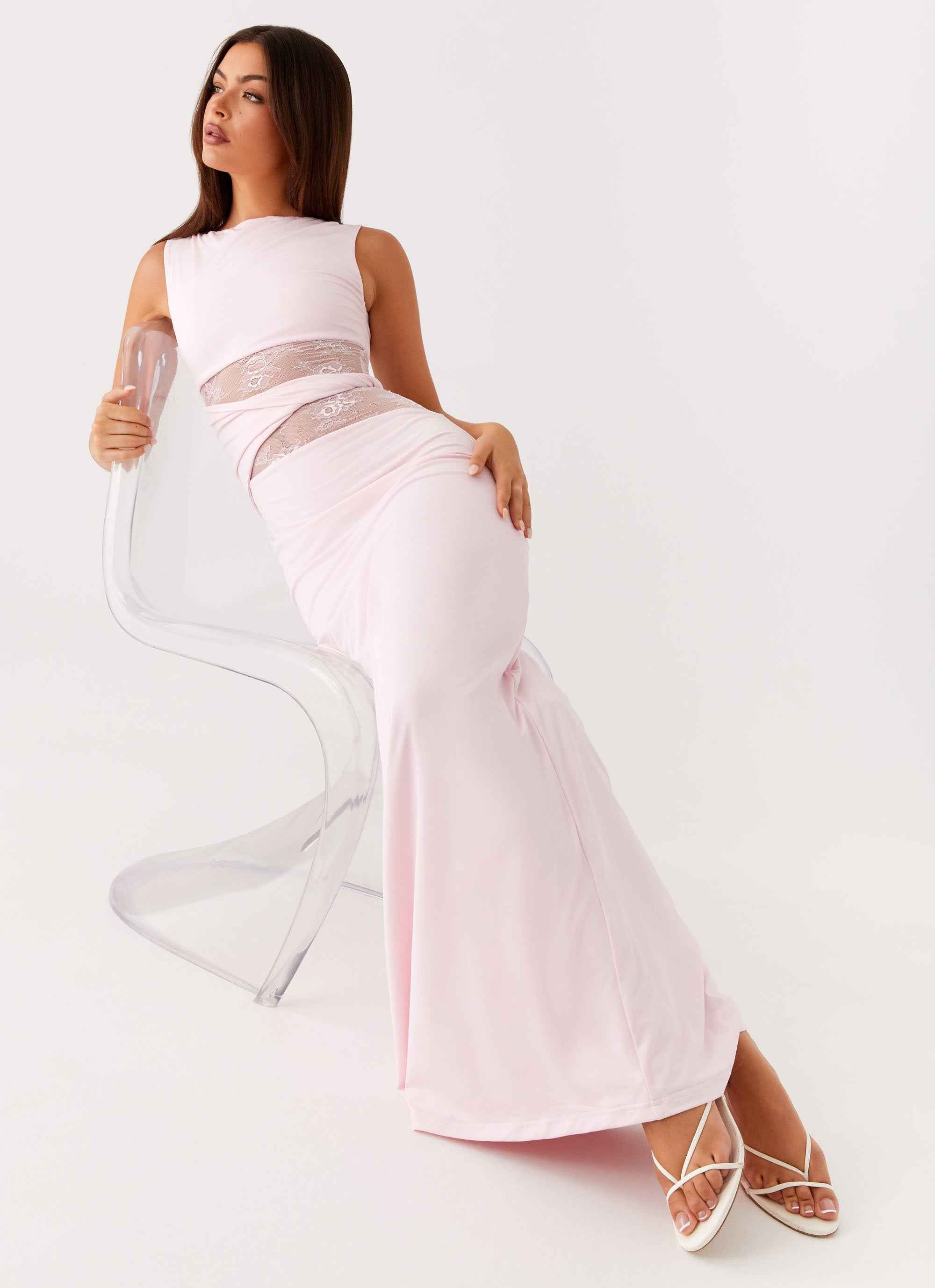 Karma Maxi Dress - Pink Lace Waist