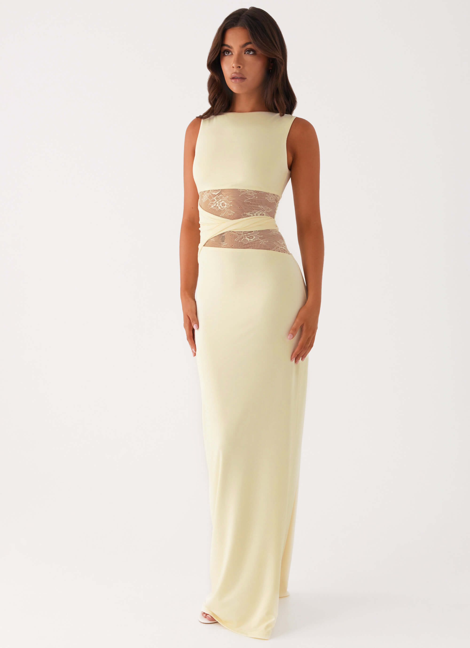 Karma Maxi Dress - Yellow Lace Waist