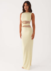 Karma Maxi Dress - Yellow Lace Waist