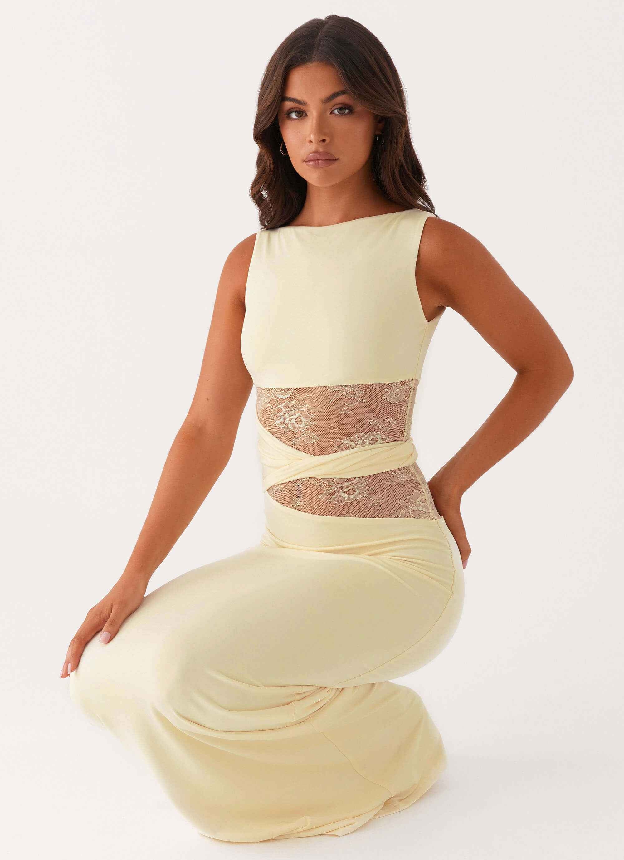 Karma Maxi Dress - Yellow Lace Waist