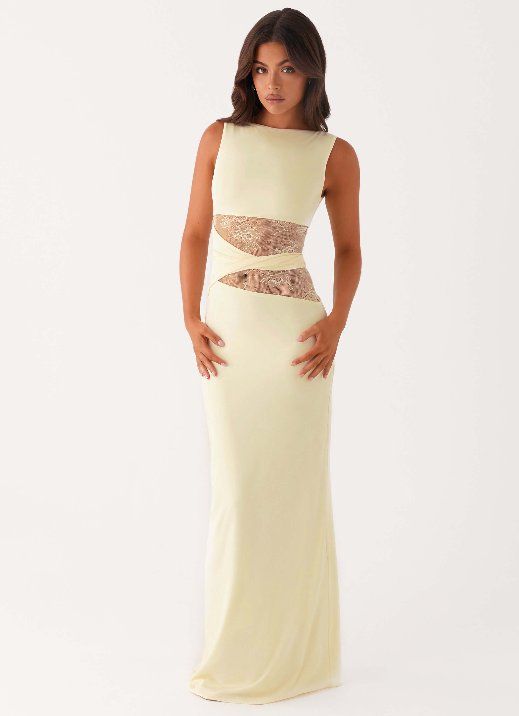 Karma Maxi Dress - Yellow Lace Waist