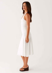 Klyne Midi Dress - Ivory Stretch Jersey