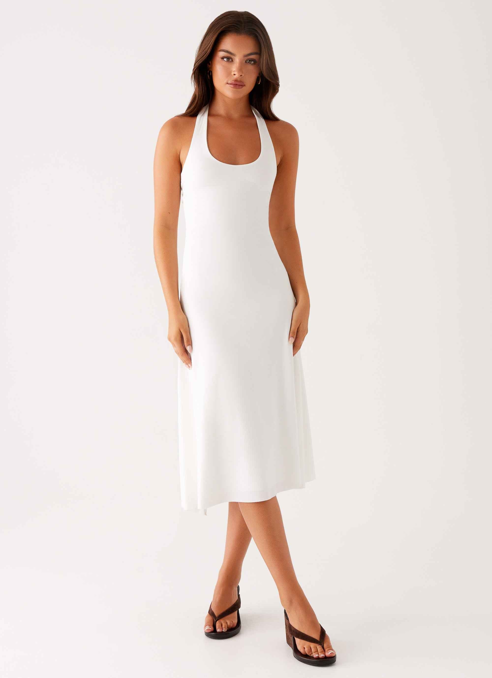 Klyne Midi Dress - Ivory Stretch Jersey